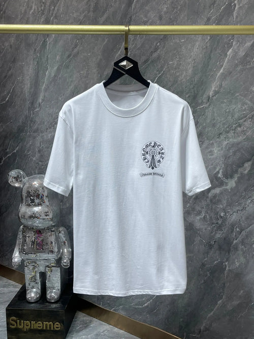 2026 Spring-Summer New CH Double-Pattern Horseshoe Cross Sanskrit Cotton Short-Sleeve T-Shirt, Unisex Fashion