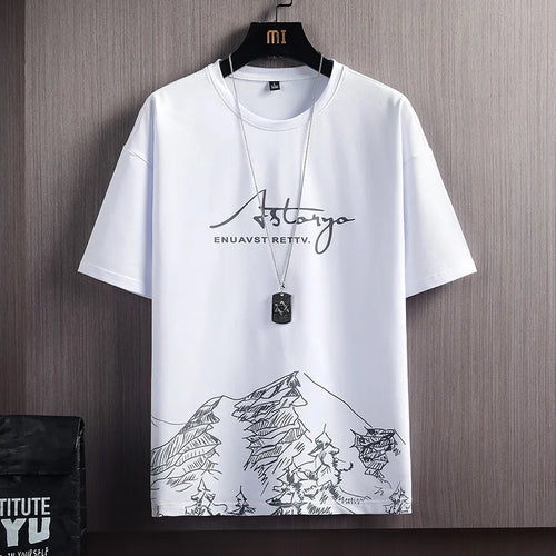 Casual Sportswear Suit Men's Summer Thin Printed Short-sleeved T-shirt Pants Trend Quick-drying Men's Two-piece Suit