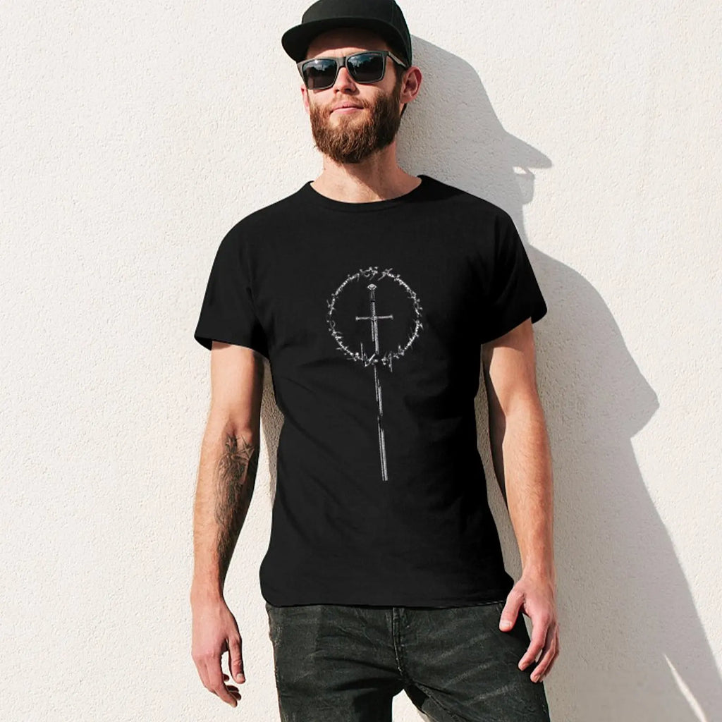 Elven Sword Design T-Shirt Novelty Graphic Tee Shirt