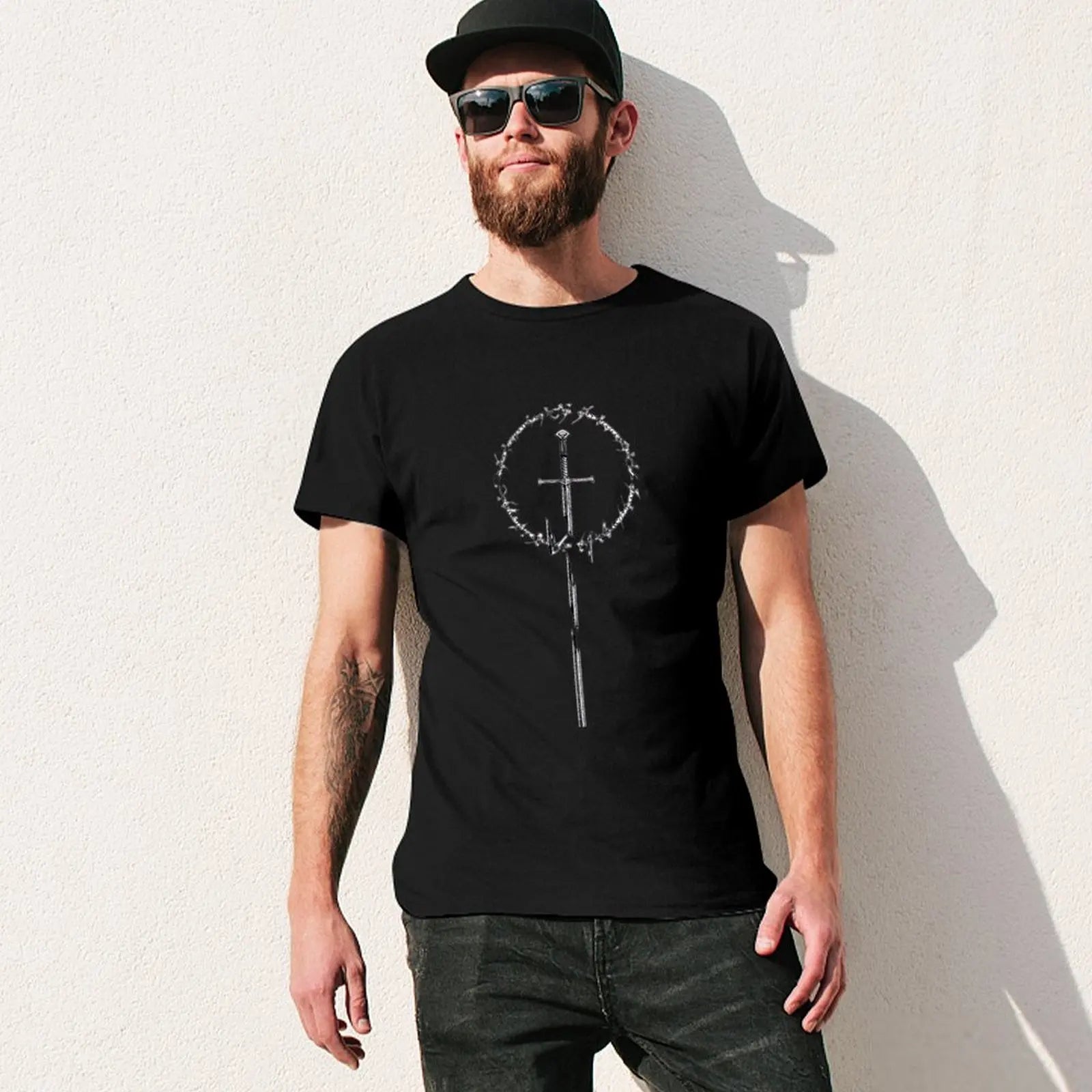 Elven Sword Design T-Shirt Novelty Graphic Tee Shirt
