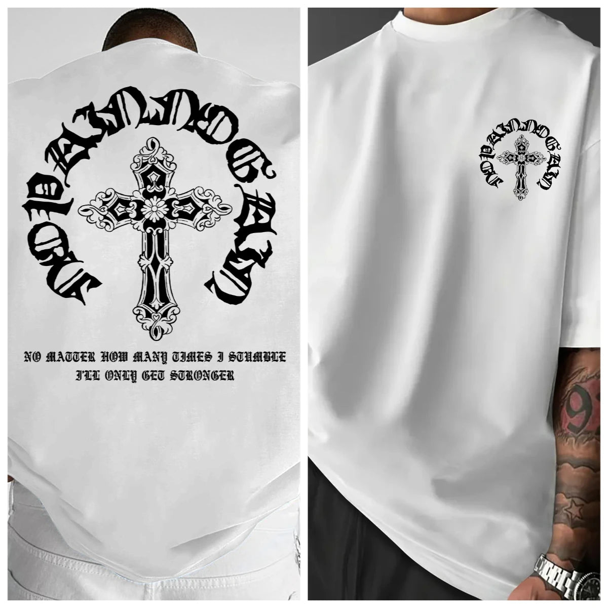 Men's Gothic Streetwear T-Shirt Ornate Cross Circle Script Graphic Print Crew Neck Short Sleeve Polyester Tops Casual Hip Hop