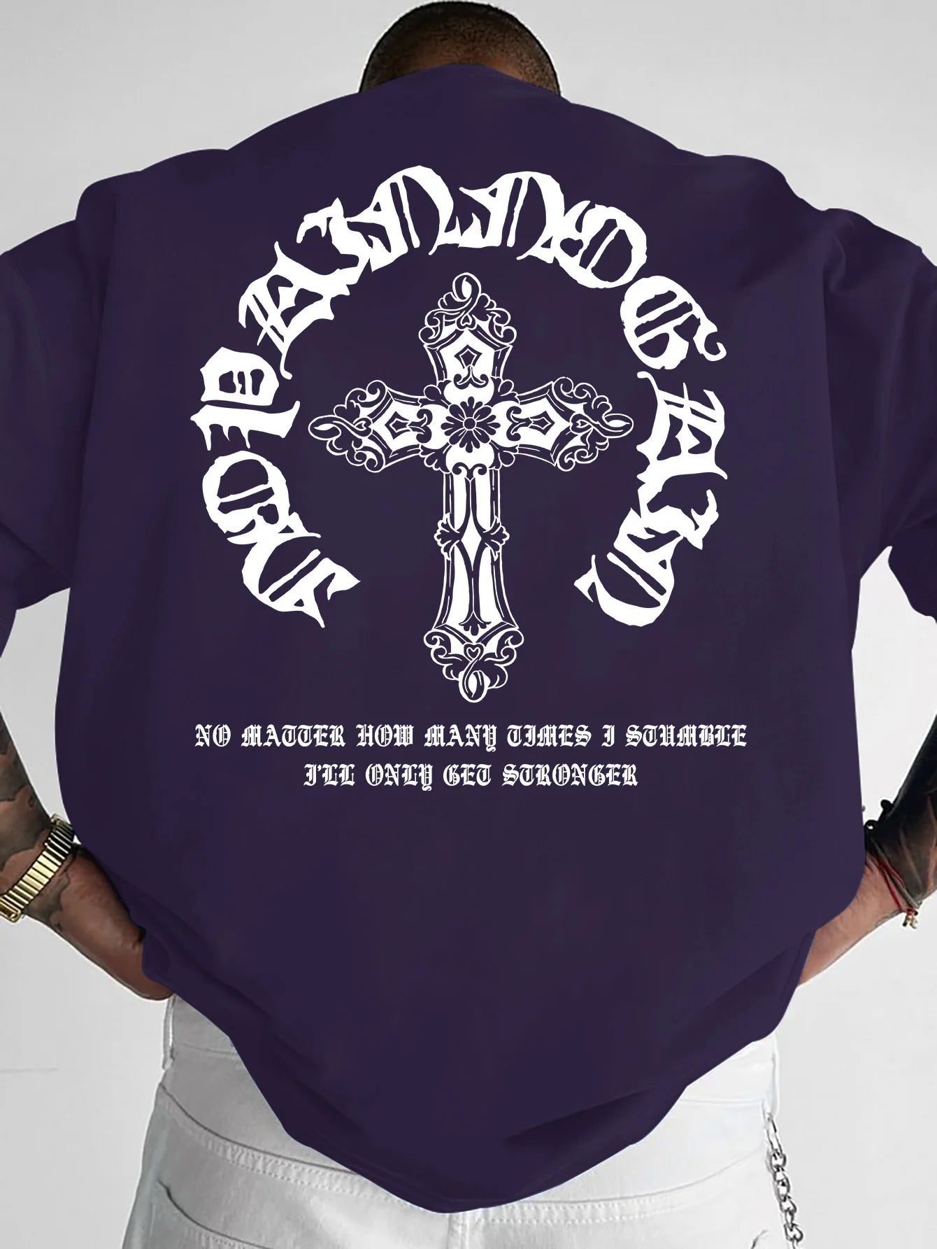 Men's Gothic Streetwear T-Shirt Ornate Cross Circle Script Graphic Print Crew Neck Short Sleeve Polyester Tops Casual Hip Hop