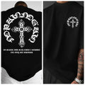 Men's Gothic Streetwear T-Shirt Ornate Cross Circle Script Graphic Print Crew Neck Short Sleeve Polyester Tops Casual Hip Hop