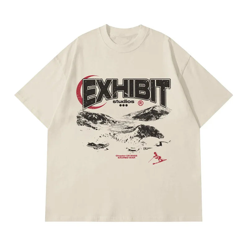 Men's T-Shirts Oversized Cotton Summer Letter Streetwear Aesthetic Graphic Kpop Y2k Tops Short Sleeve Tee Korean Popular Clothes