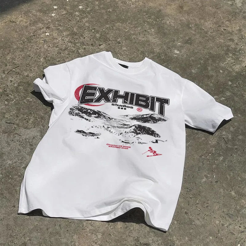 Men's T-Shirts Oversized Cotton Summer Letter Streetwear Aesthetic Graphic Kpop Y2k Tops Short Sleeve Tee Korean Popular Clothes