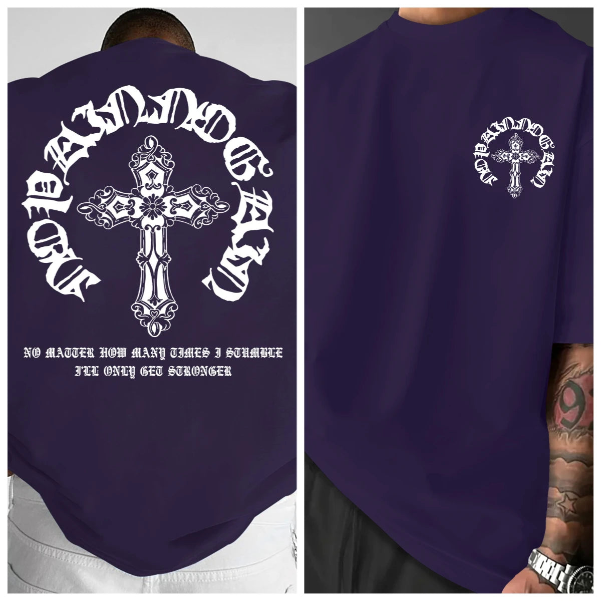 Men's Gothic Streetwear T-Shirt Ornate Cross Circle Script Graphic Print Crew Neck Short Sleeve Polyester Tops Casual Hip Hop