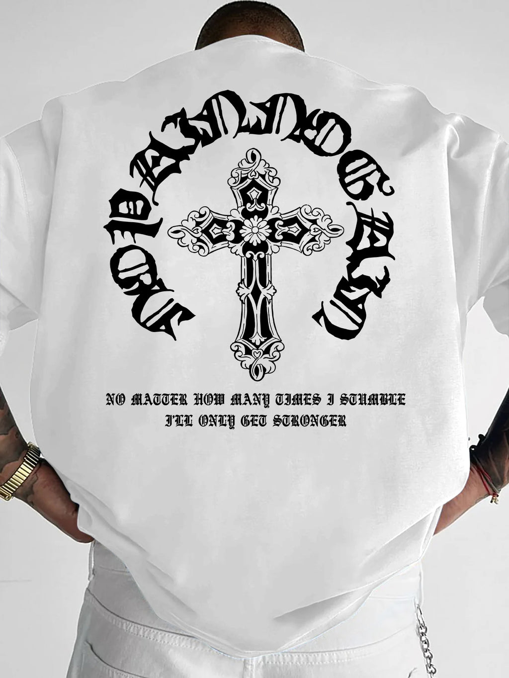 Men's Gothic Streetwear T-Shirt Ornate Cross Circle Script Graphic Print Crew Neck Short Sleeve Polyester Tops Casual Hip Hop